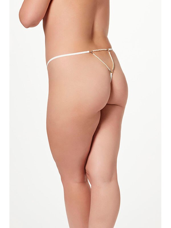 Single Thong Panty With Pearl Back Detail 11503X WHITE 1X/2X (H)