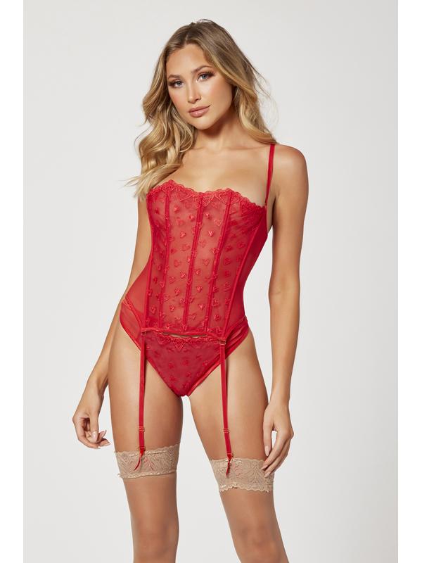 Two Piece Bustier And Panty Set 11570 RED M (H)