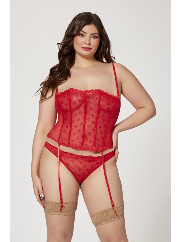 Two Piece Bustier And Panty Set 11570X RED 1X/2X (H)