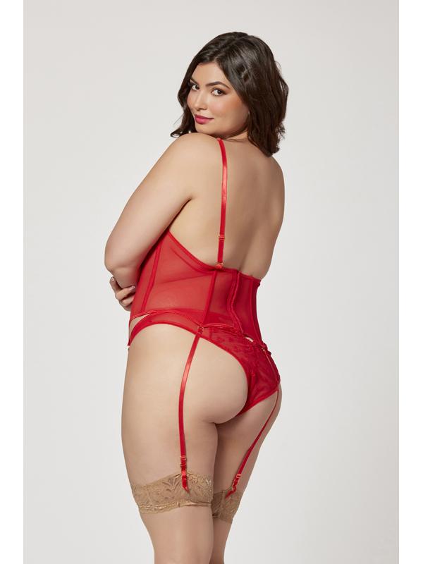 Two Piece Bustier And Panty Set 11570X RED 3X/4X (H)