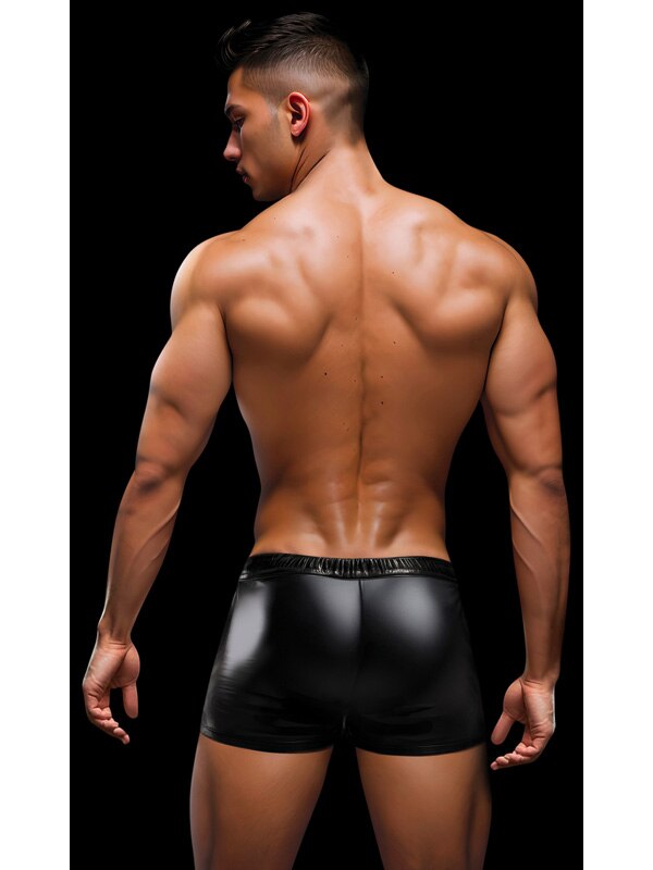 Envy Lace-Up Wetlook Trunks-Black/Red-L/XL