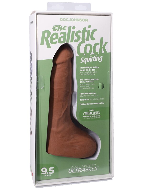 The Realistic Cock - Squirting Cock - With Removab Caramel