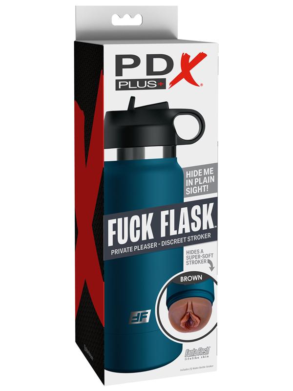 PDX Plus Fuck Flask Private Pleaser Discreet Stroker Blue Bottle Brown