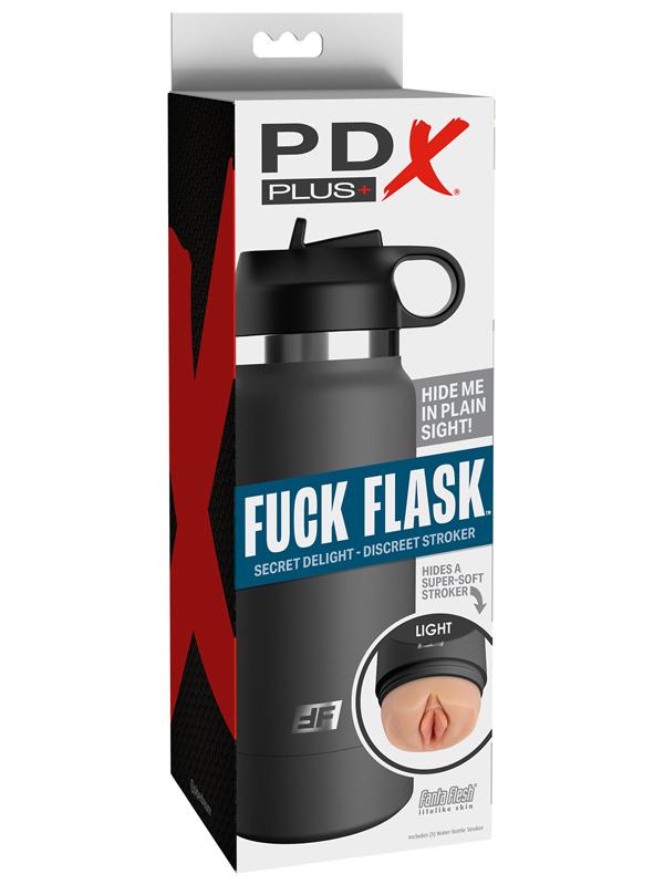 PDX Plus Fuck Flask Secret Delight Discreet Stroker Grey Bottle Light