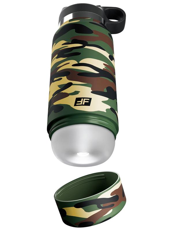 PDX Plus Fap Flask Happy Camper Discreet Stroker Camo Bottle Frosted