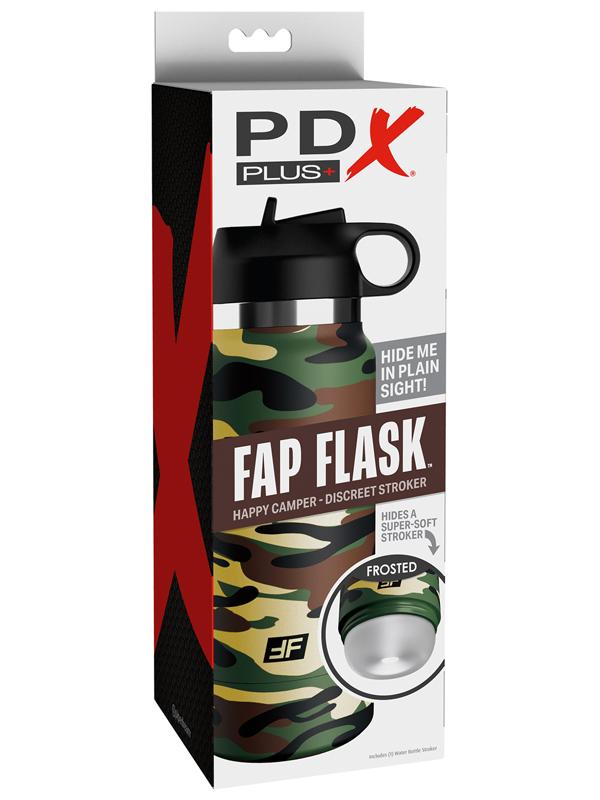 PDX Plus Fap Flask Happy Camper Discreet Stroker Camo Bottle Frosted