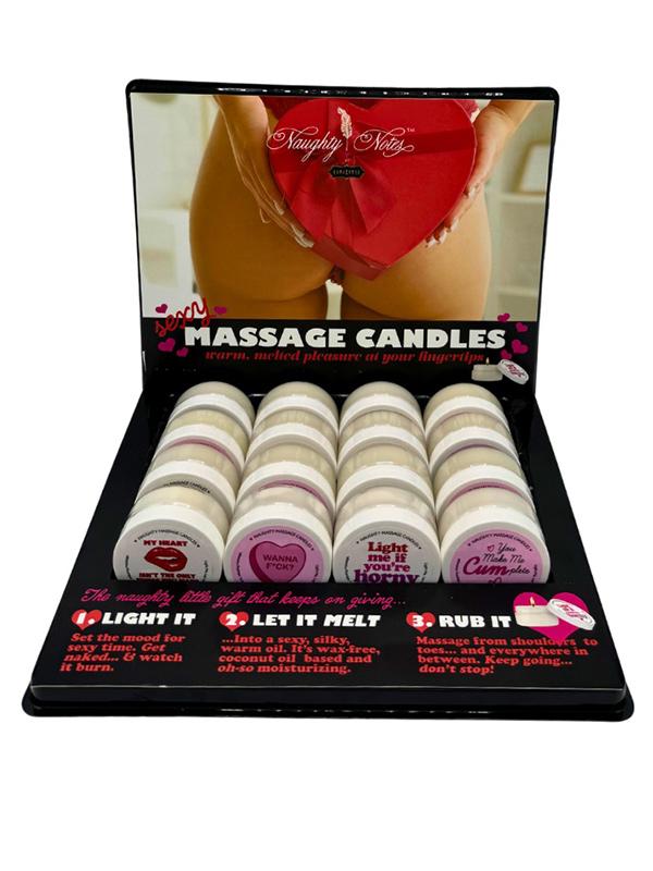 Kama Sutra Valentines Massage candles Prepack Display Tray