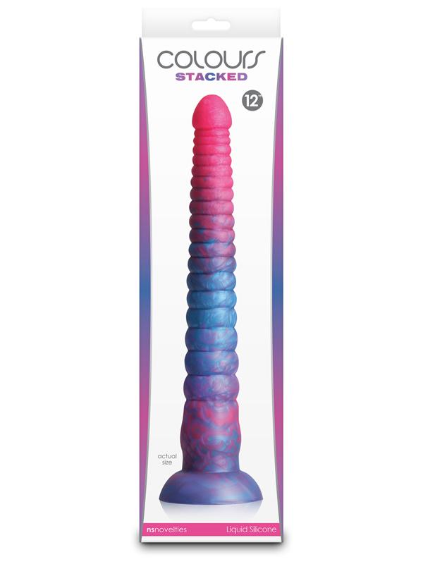 Colours Stacked 12in. Dildo Pink/Blue