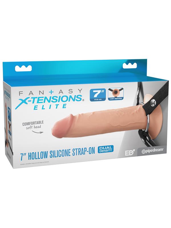 Fantasy X-Tensions Elite 7 in. Silicone Hollow Strap-on Dual Density Light