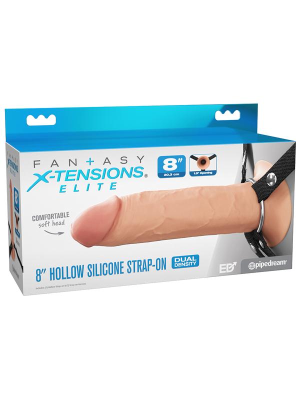 Fantasy X-Tensions Elite 8 in. Silicone Hollow Strap-on Dual Density Light