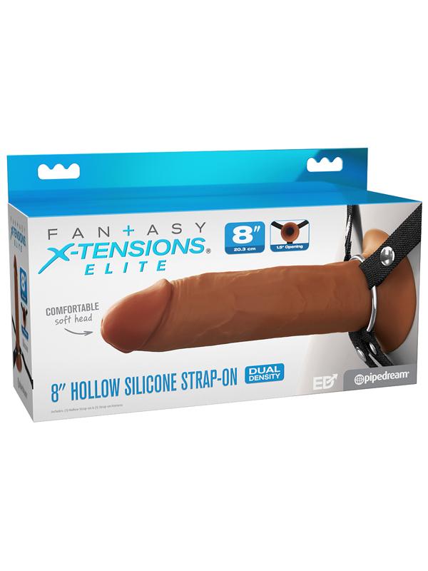 Fantasy X-Tensions Elite 8 in. Silicone Hollow Strap-on Dual Density Brown