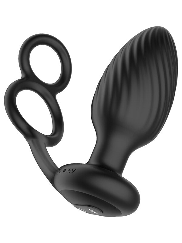 Tornado Cock And Ball Ring Rotating And Vibrating Butt Plug With Remote Control And Cock A