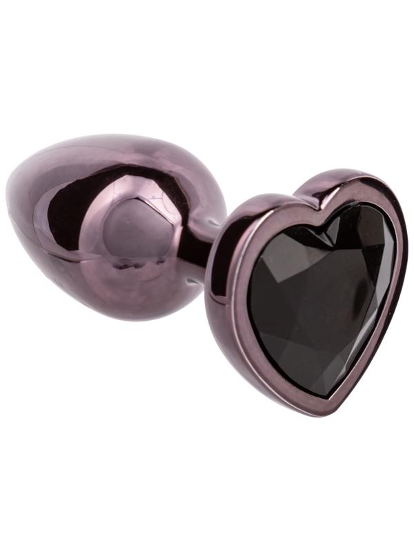 Jewel Small Black Diamond Heart Plug