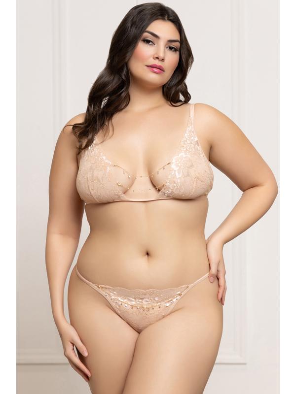 Two Piece Bra Set STM-11795XP-Champagne-O/S QUEEN (P)