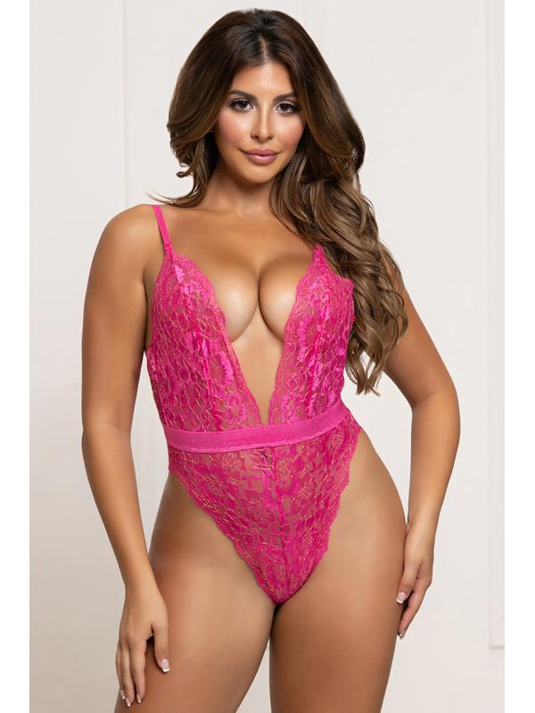 Floral Lace Teddy STM-11820P-Pink-O/S (P)