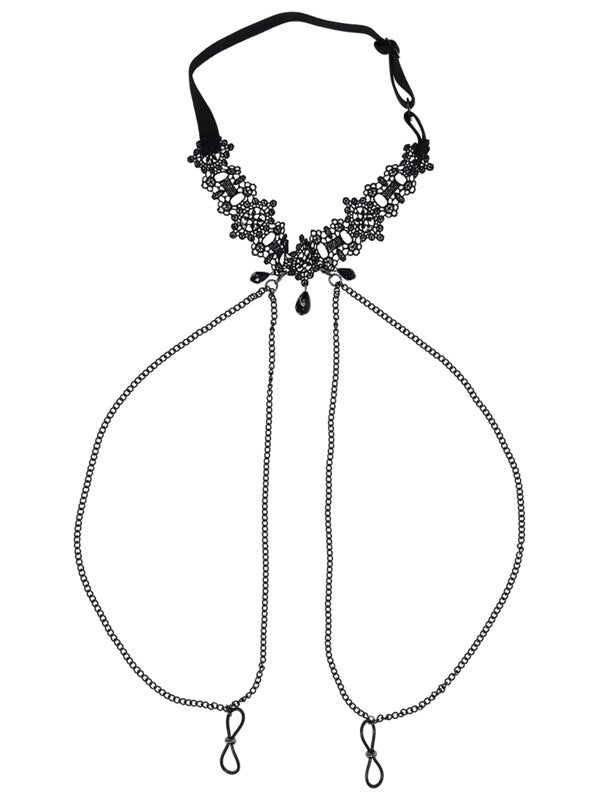 Sex and Mischief Lace Collar with Nipple Ties