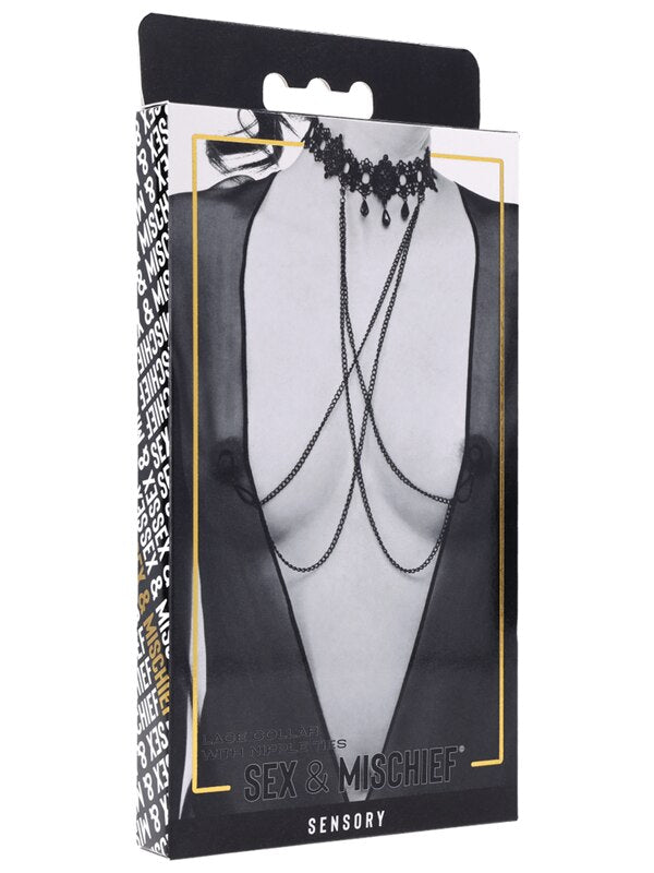 Sex and Mischief Lace Collar with Nipple Ties