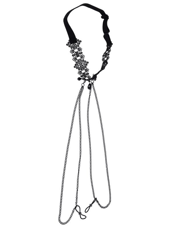 Sex and Mischief Lace Collar with Nipple Ties