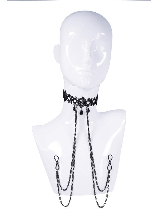Sex and Mischief Lace Collar with Nipple Ties