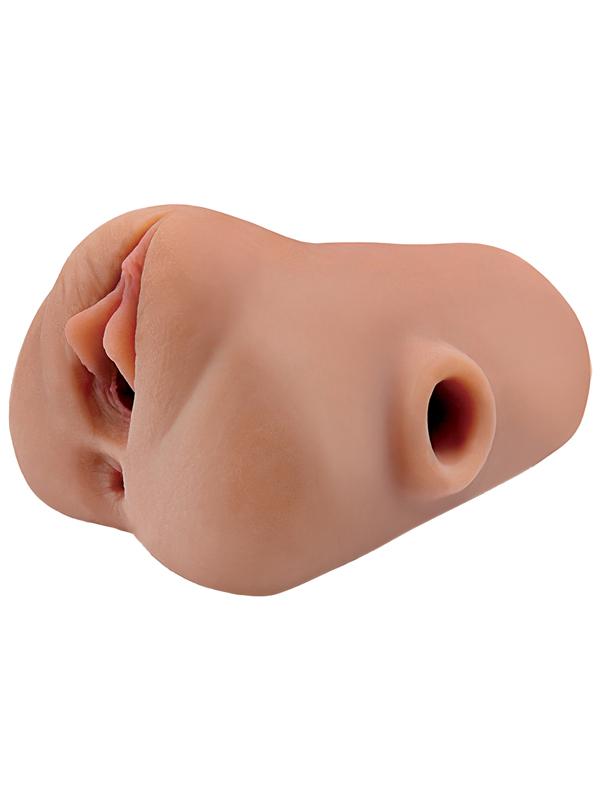 PDX Plus Double Pounder Vibrating Squeeze Stroker Brown