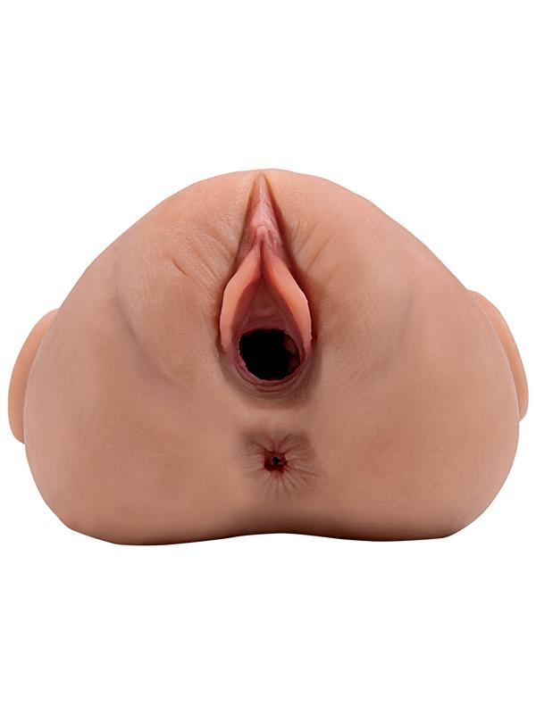 PDX Plus Double Pounder Vibrating Squeeze Stroker Brown