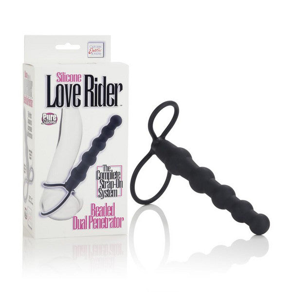 Silicone Love Rider Beaded Dual Penetrator - Black