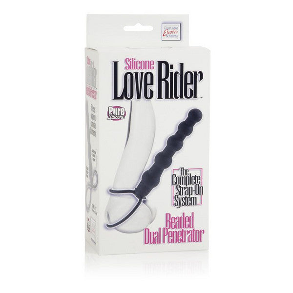 Silicone Love Rider Beaded Dual Penetrator - Black