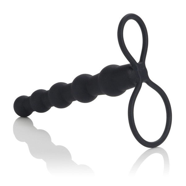 Silicone Love Rider Beaded Dual Penetrator - Black