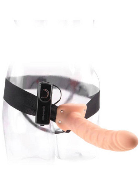 Fetish Fantasy 8 in. Vibrating Hollow Strap On Flesh