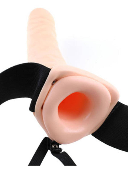 Fetish Fantasy 8 in. Vibrating Hollow Strap On Flesh