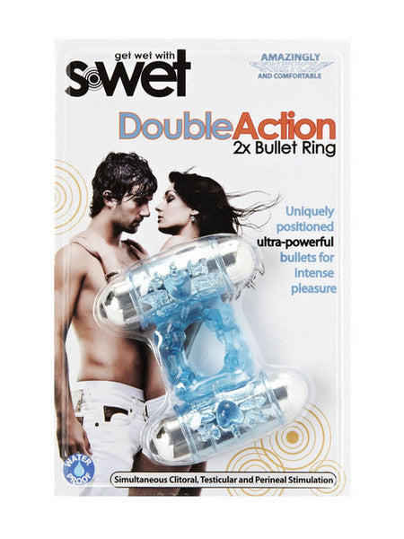 NU Sensuelle S-Wet Double Action Bullet Ring Blue