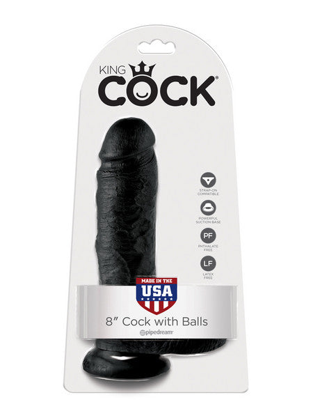 King Cock - 8 in. Cock With Balls Black