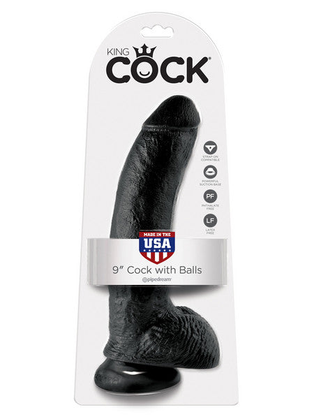 King Cock - 9 in. Cock With Balls Black