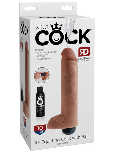 King Cock 10 in. Squirting Cock w/ Balls Flesh