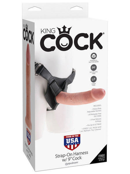 King Cock Strap-On Harness W/9 in. Cock Flesh