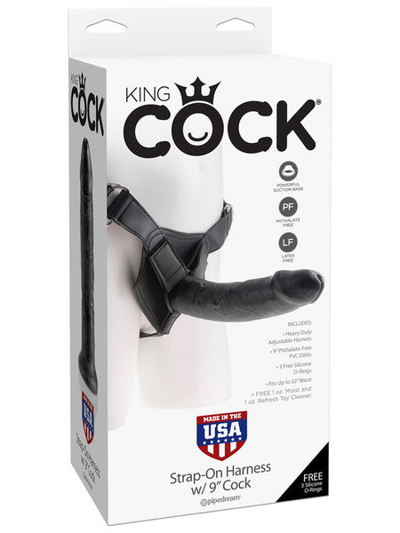 King Cock Strap-On Harness W/9 in. Cock Black