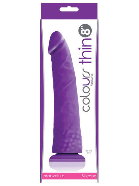 Colours Pleasures Thin 8 in. Dildo Purple
