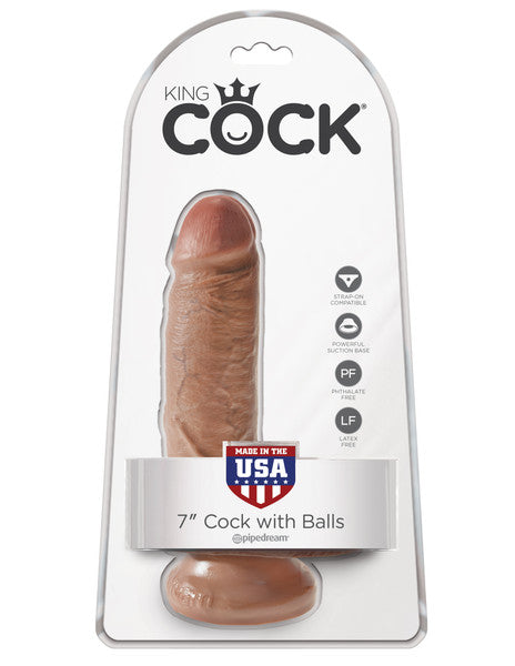 King Cock  7 in. Cock with Balls Tan