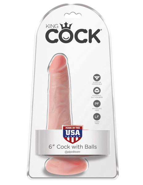 King Cock 6 in. Cock with Balls Flesh