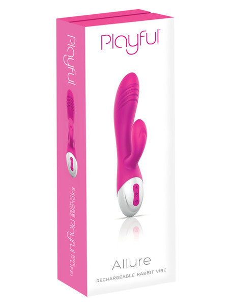 Playful Allure Rabbit Vibrator Pink and Chrome