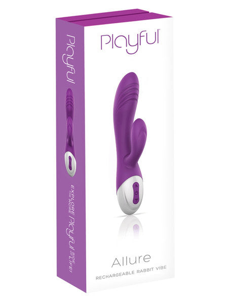 Playful Allure Rabbit Vibrator Purple and Chrome