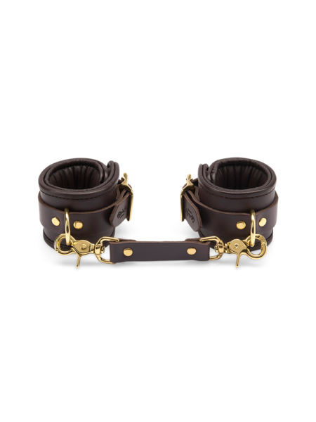 Coco de Mer Leather Wrist Cuffs L/XL Brown