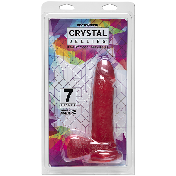 Crystal Jellies - 7 Inch Realistic Cock with Balls Pink