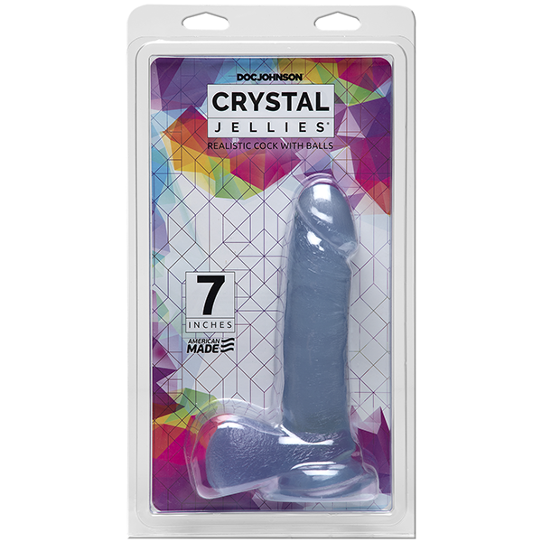 Crystal Jellies - 7 Inch Realistic Cock with Balls Clear