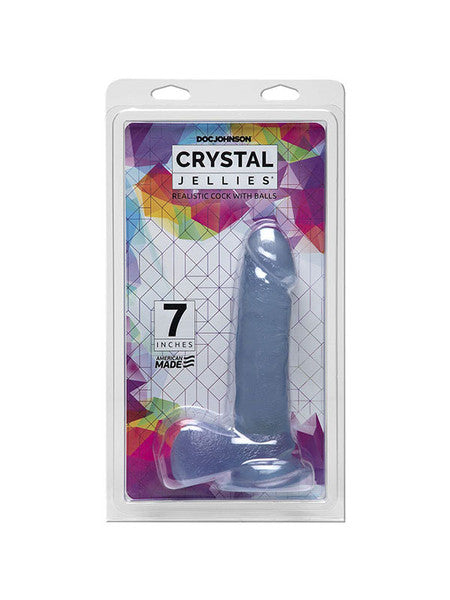 Crystal Jellies - 7 Inch Realistic Cock with Balls Clear