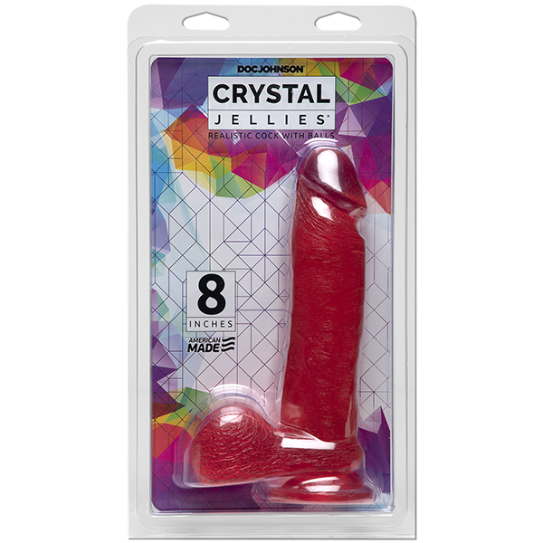 Crystal Jellies - 8 Inch Realistic Cock with Balls Pink