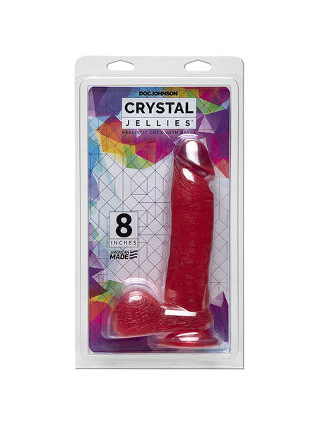 Crystal Jellies - 8 Inch Realistic Cock with Balls Pink