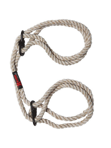 Kink- Hogtied - Bind and Tie 6mm Hemp Wrist or Ankle Cuffs Natural