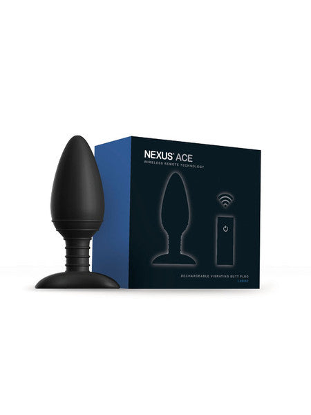 ACE LARGE Remote Control Vibrating Butt Plug Black