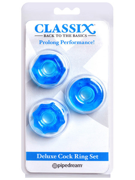 Classix Deluxe Cock Ring Set Blue